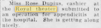 Royal Theater - Oct 19 1941 Article On Cashier